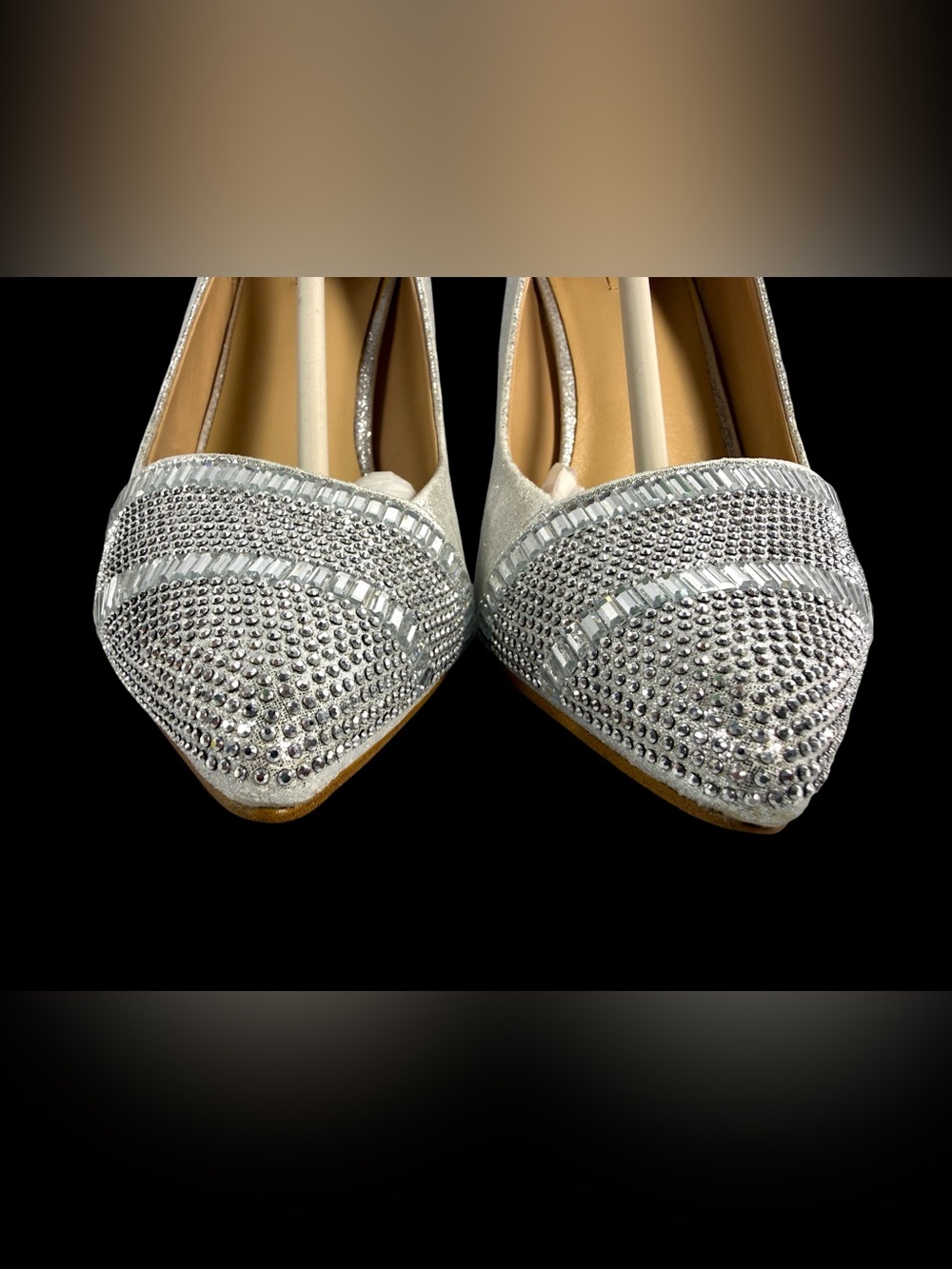 ALDO Silver Rhinestone Embellished Pointed-Toe Pumps - Picture 2 of 13